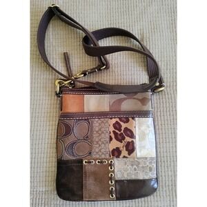 COACH Patchwork Animal Print Messenger CrossBody Swing Pack Shoulder Bag #40915